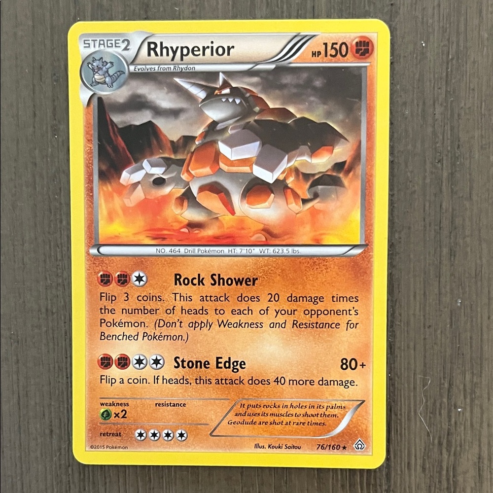 Pokemon Rhyperior Card - Vibrant Orange and Gray